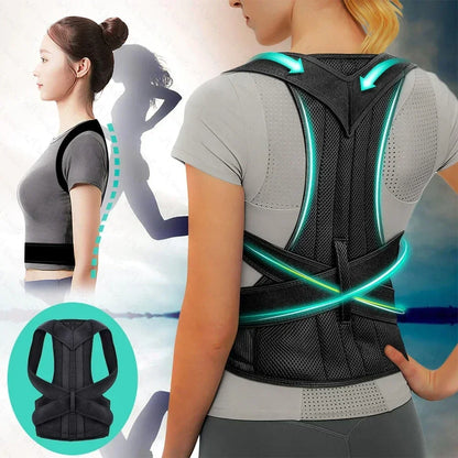 Cintura rinforzata Colonna lombare Correttore posturale Gilet Cintura di supporto per la schiena regolabile Spalla Tutore per colonna vertebrale Barella per collo Trainer