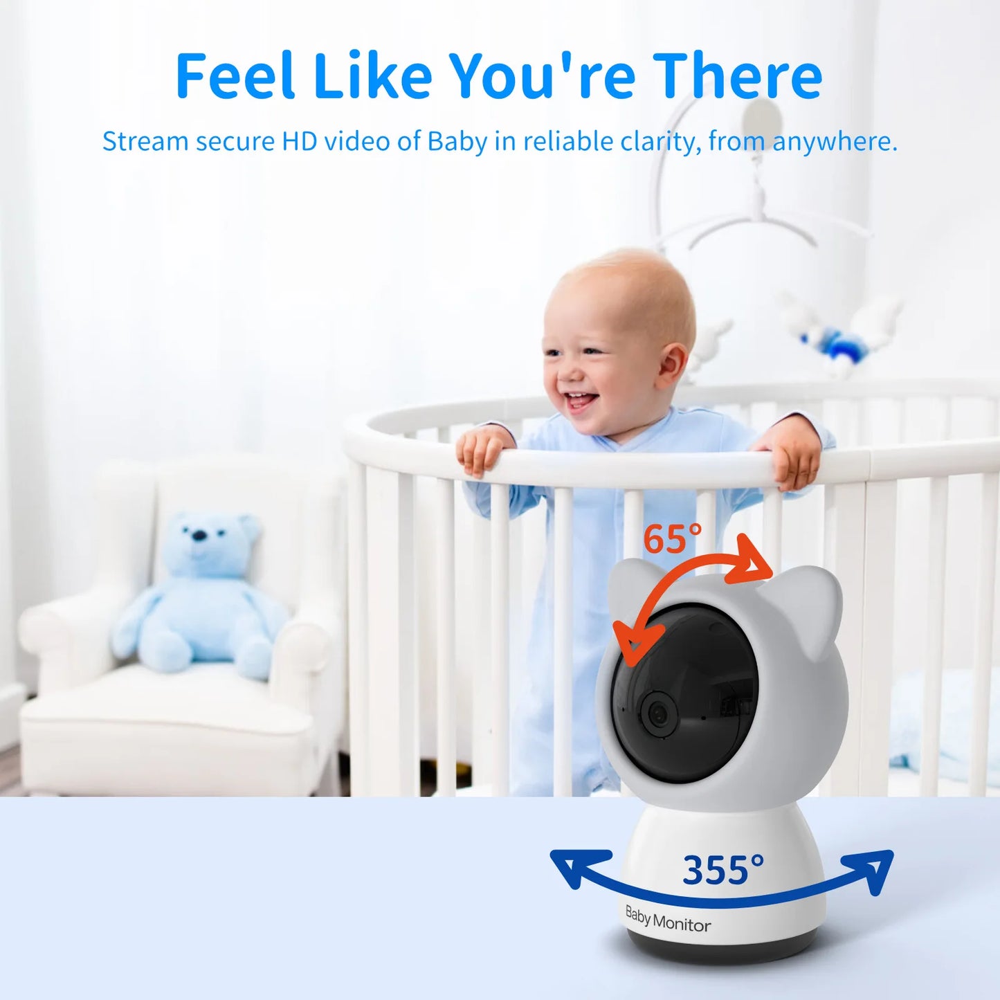 3MP Dual Camera 5" Wireles Baby Monitor Babyphone Onvif Security Video Bebe Nanny VOX Night PTZ Lullabies Temperature Humidity