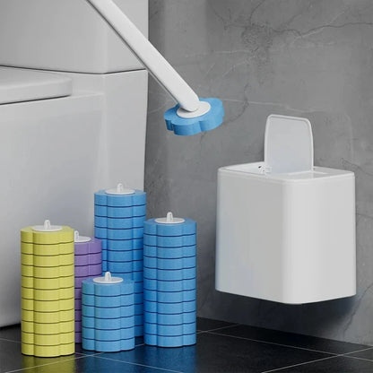 Nuovo Kit di Pulizia per WC Usa e Getta con Manico Lungo, Apertura Automatica del Coperchio, Testina Sostituibile, Accessori per Bagno.