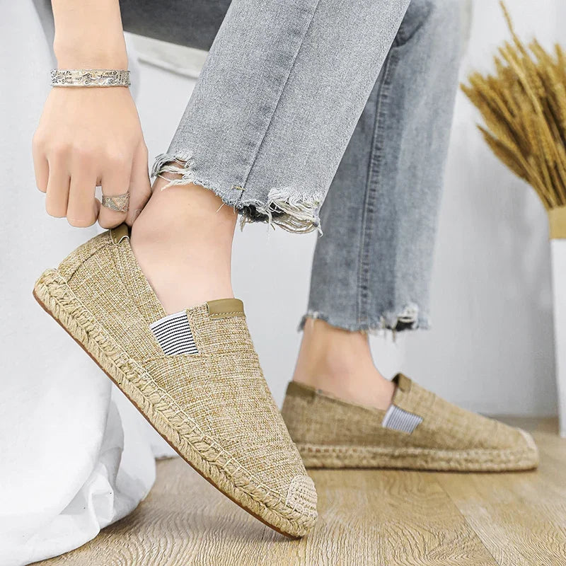 Espadrillas moda scarpe da uomo stile vintage antiscivolo scarpe casual 2025 primavera vendita calda scarpe da ginnastica da uomo appartamenti scarpe da uomo in lino