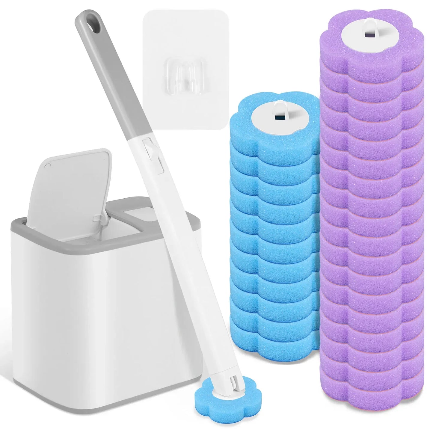 Nuovo Kit di Pulizia per WC Usa e Getta con Manico Lungo, Apertura Automatica del Coperchio, Testina Sostituibile, Accessori per Bagno.
