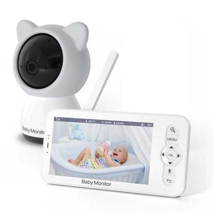 3MP Dual Camera 5" Wireles Baby Monitor Babyphone Onvif Security Video Bebe Nanny VOX Night PTZ Lullabies Temperature Humidity