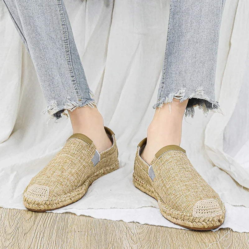 Espadrillas moda scarpe da uomo stile vintage antiscivolo scarpe casual 2025 primavera vendita calda scarpe da ginnastica da uomo appartamenti scarpe da uomo in lino