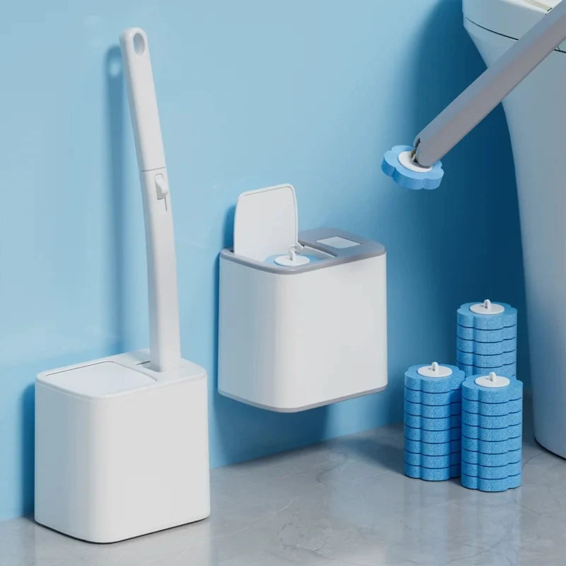 Nuovo Kit di Pulizia per WC Usa e Getta con Manico Lungo, Apertura Automatica del Coperchio, Testina Sostituibile, Accessori per Bagno.