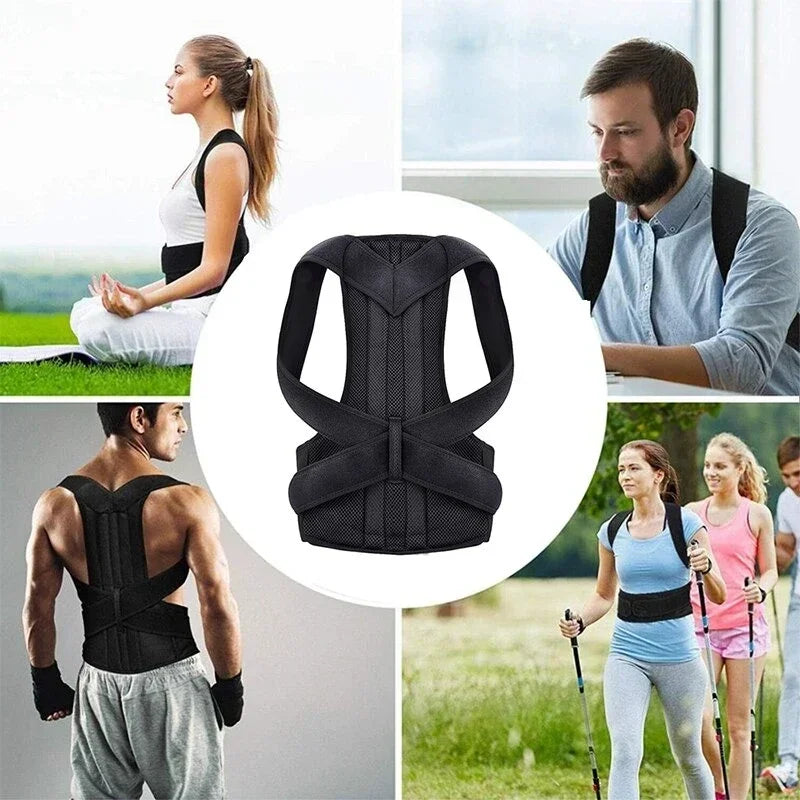Cintura rinforzata Colonna lombare Correttore posturale Gilet Cintura di supporto per la schiena regolabile Spalla Tutore per colonna vertebrale Barella per collo Trainer