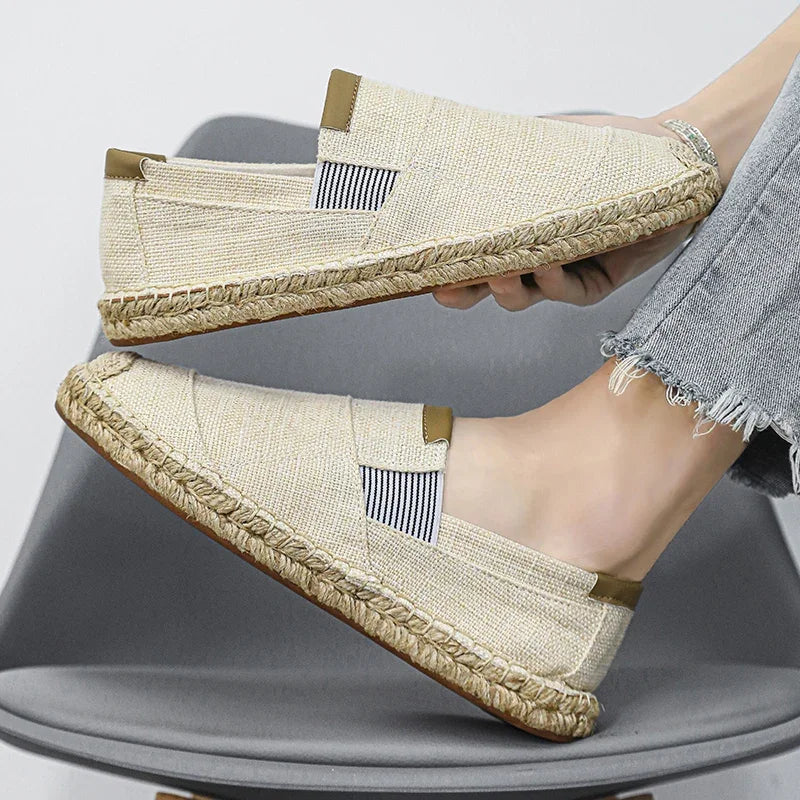 Espadrillas moda scarpe da uomo stile vintage antiscivolo scarpe casual 2025 primavera vendita calda scarpe da ginnastica da uomo appartamenti scarpe da uomo in lino