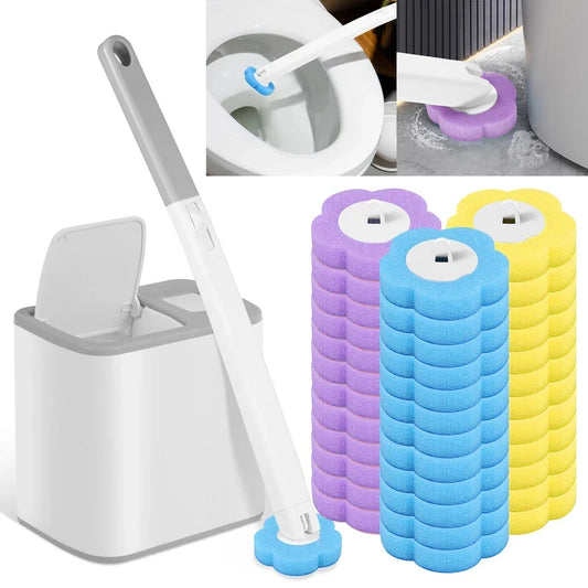 Nuovo Kit di Pulizia per WC Usa e Getta con Manico Lungo, Apertura Automatica del Coperchio, Testina Sostituibile, Accessori per Bagno.
