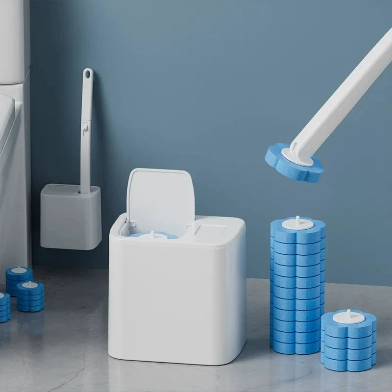 Nuovo Kit di Pulizia per WC Usa e Getta con Manico Lungo, Apertura Automatica del Coperchio, Testina Sostituibile, Accessori per Bagno.