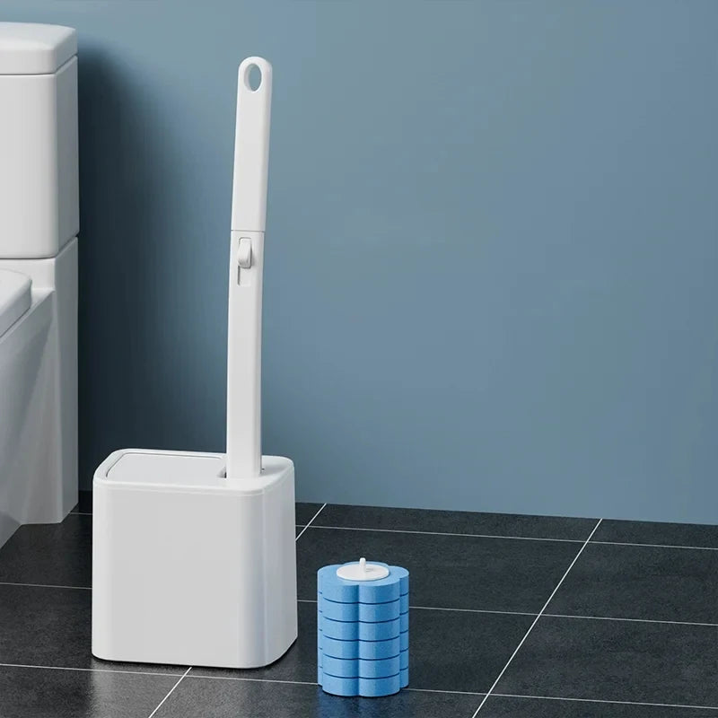 Nuovo Kit di Pulizia per WC Usa e Getta con Manico Lungo, Apertura Automatica del Coperchio, Testina Sostituibile, Accessori per Bagno.