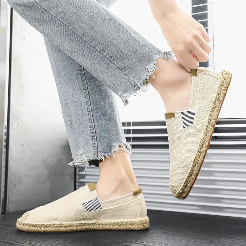 Espadrillas moda scarpe da uomo stile vintage antiscivolo scarpe casual 2025 primavera vendita calda scarpe da ginnastica da uomo appartamenti scarpe da uomo in lino