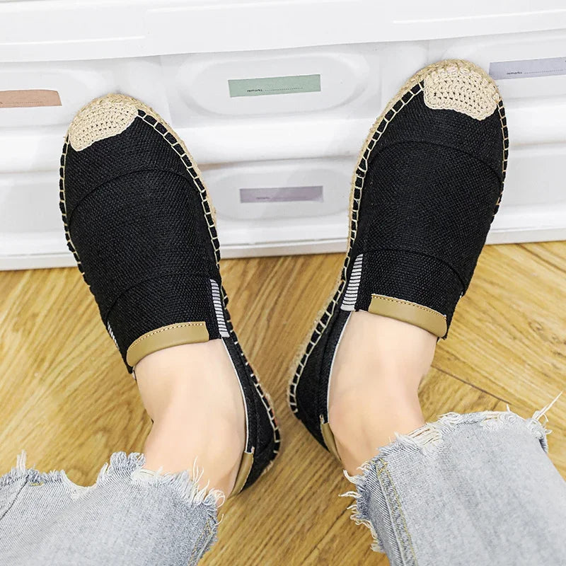 Espadrillas moda scarpe da uomo stile vintage antiscivolo scarpe casual 2025 primavera vendita calda scarpe da ginnastica da uomo appartamenti scarpe da uomo in lino