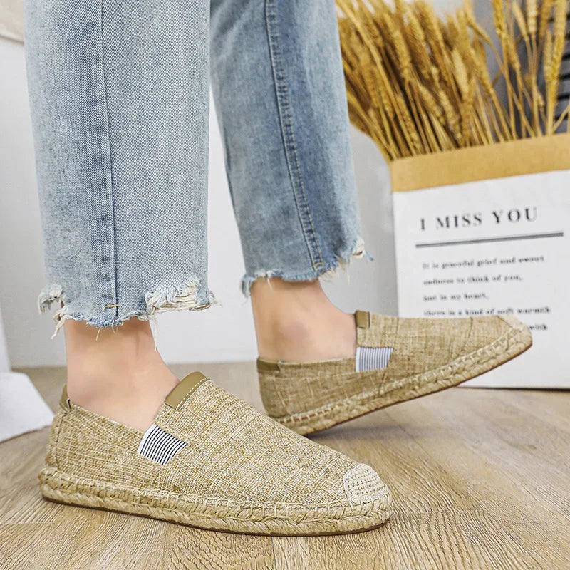 Espadrillas moda scarpe da uomo stile vintage antiscivolo scarpe casual 2025 primavera vendita calda scarpe da ginnastica da uomo appartamenti scarpe da uomo in lino