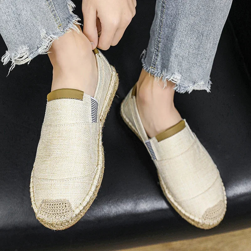 Espadrillas moda scarpe da uomo stile vintage antiscivolo scarpe casual 2025 primavera vendita calda scarpe da ginnastica da uomo appartamenti scarpe da uomo in lino